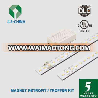 DLC certified Replacements for 2'x2' and 2'x4' Magnetic Mount LED Linear Troffer Retrofit Kit