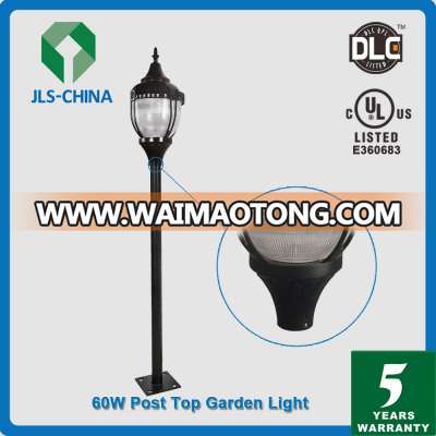 2016 HOT SALE UL DLC 60W POST TOP LIGHT IP 65 GARDEN LIGHT